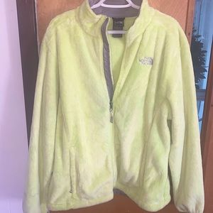 The North Face Lime green fleece zip up, worn